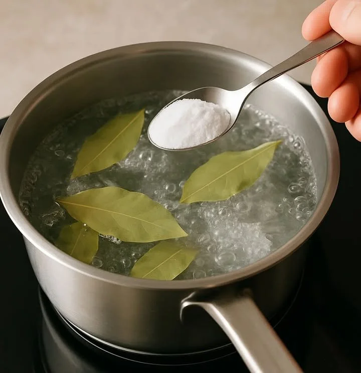 Feuilles de laurier et bicarbonate de soude pour un remède traditionnel.